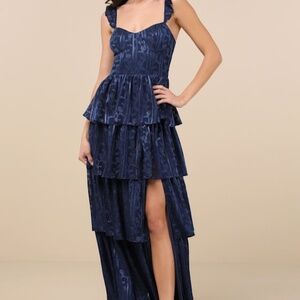 Lulu's Navy Blue Tiered Maxi Dress